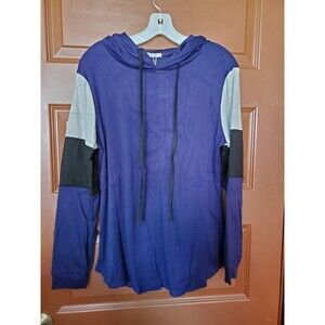 PINKMSTYLE Womens Color Block Hooded Pull Over Sweatshirt Large